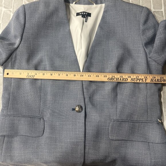 DKNY Blazer Women 12Blue Jacket Coat‎ Career Preppy One Button Lined NEW - Picture 9 of 15